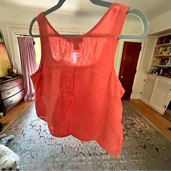 Tahari linen coral top size large - Picture 4 of 6
